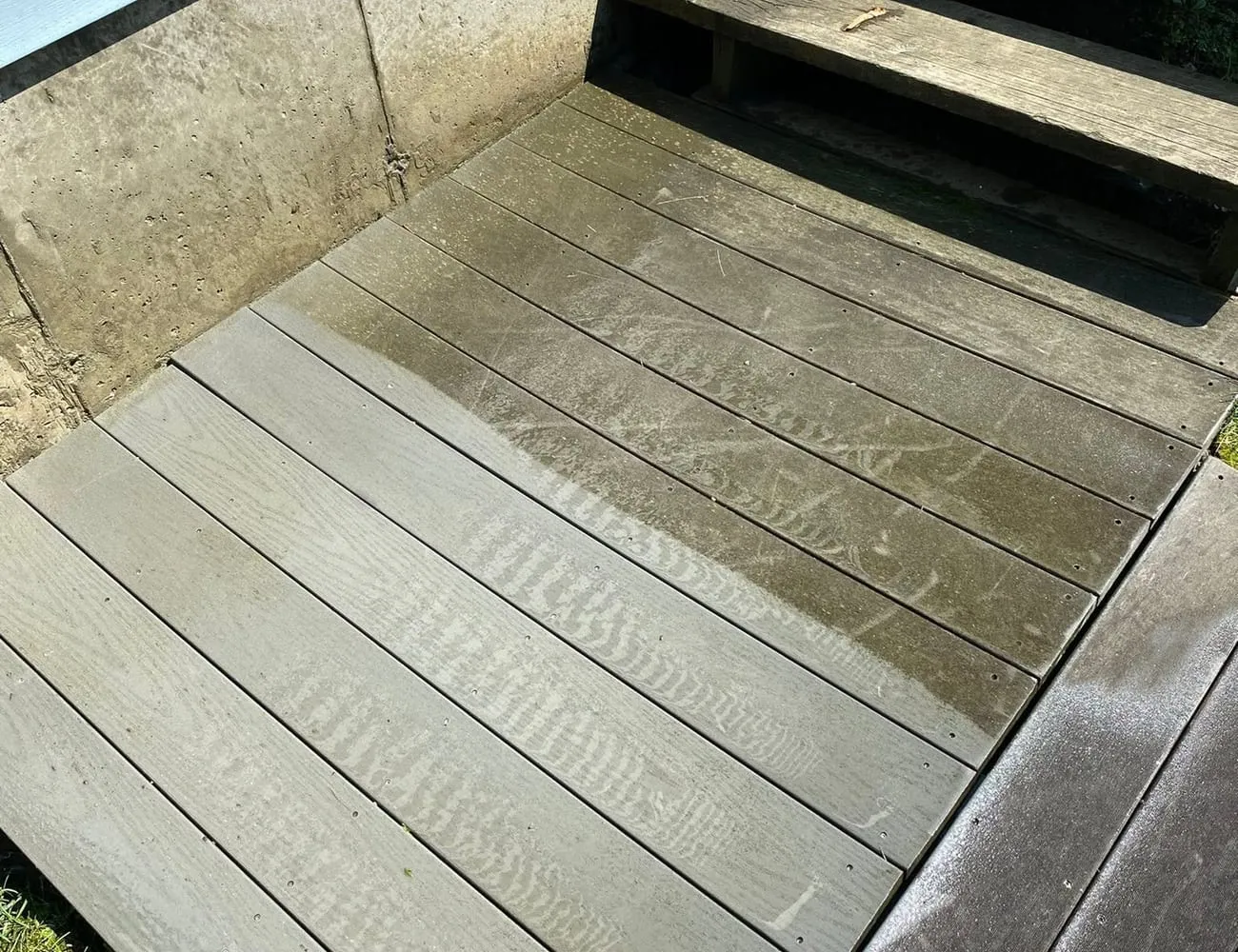 Clean granite and bluestone garden steps after pressure washing
