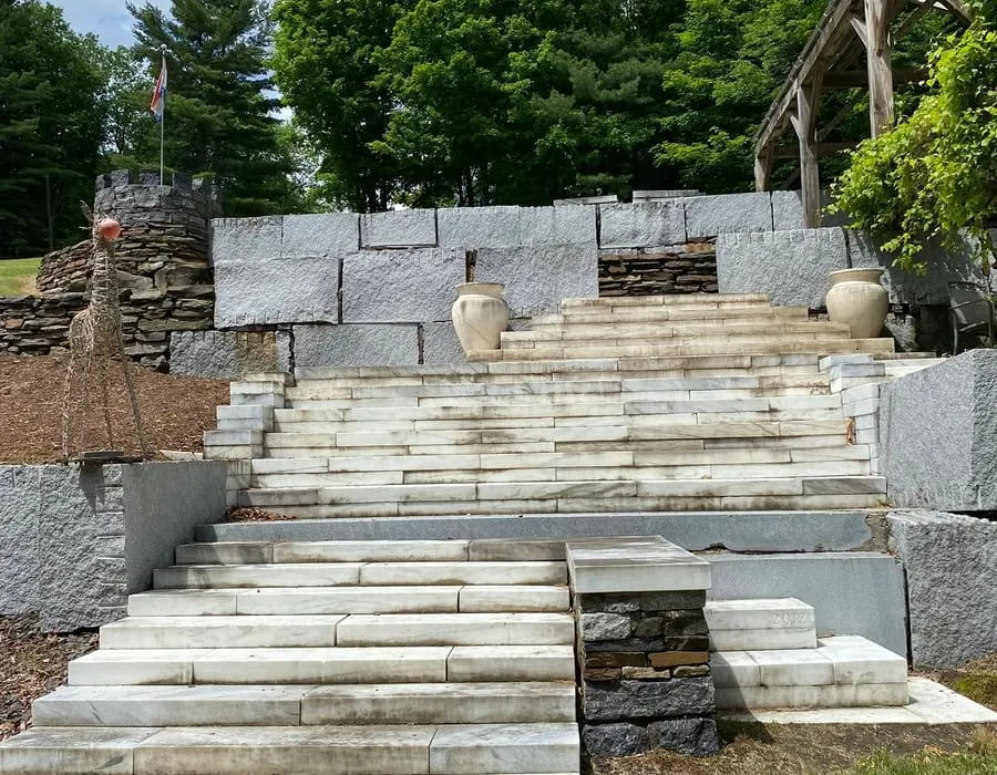 Bluestone and granite garden steps after cleaning
