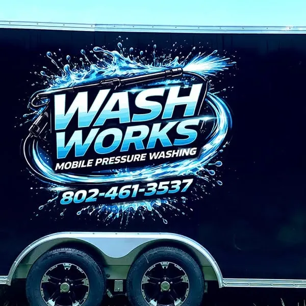 The branded Wash Works equipment trailer